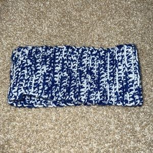 Blue and White handmade earwarmer